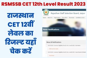 RSMSSB CET 12th Level Result 2023